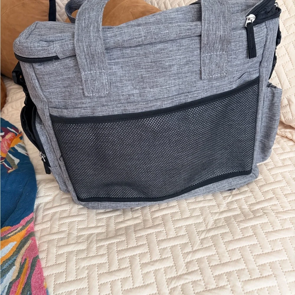 Gray Dog Travel Bag with Black Strap